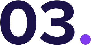 A pixel art graphic of the number 03 with a small purple circle, suitable for a countdown, portfolio numbering, or retro-themed design.